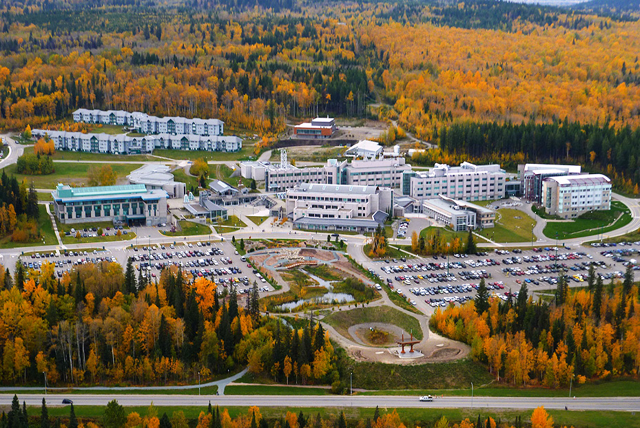 Aerial photo of UNBC campus