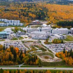Aerial photo of UNBC campus